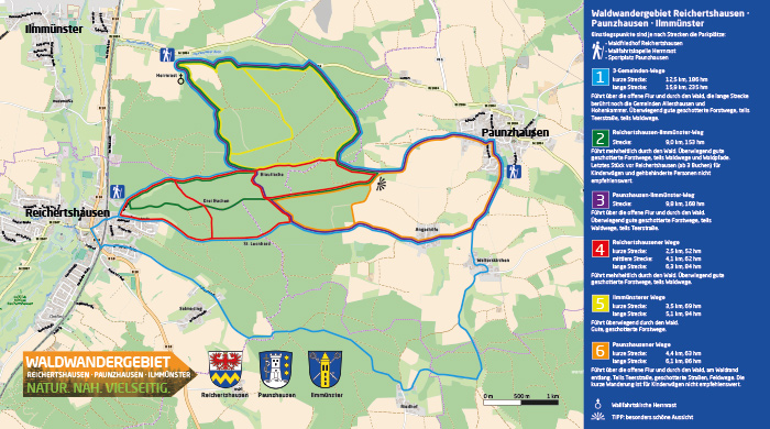 Wanderkarte Waldwanderwegenetz Paunzhausen